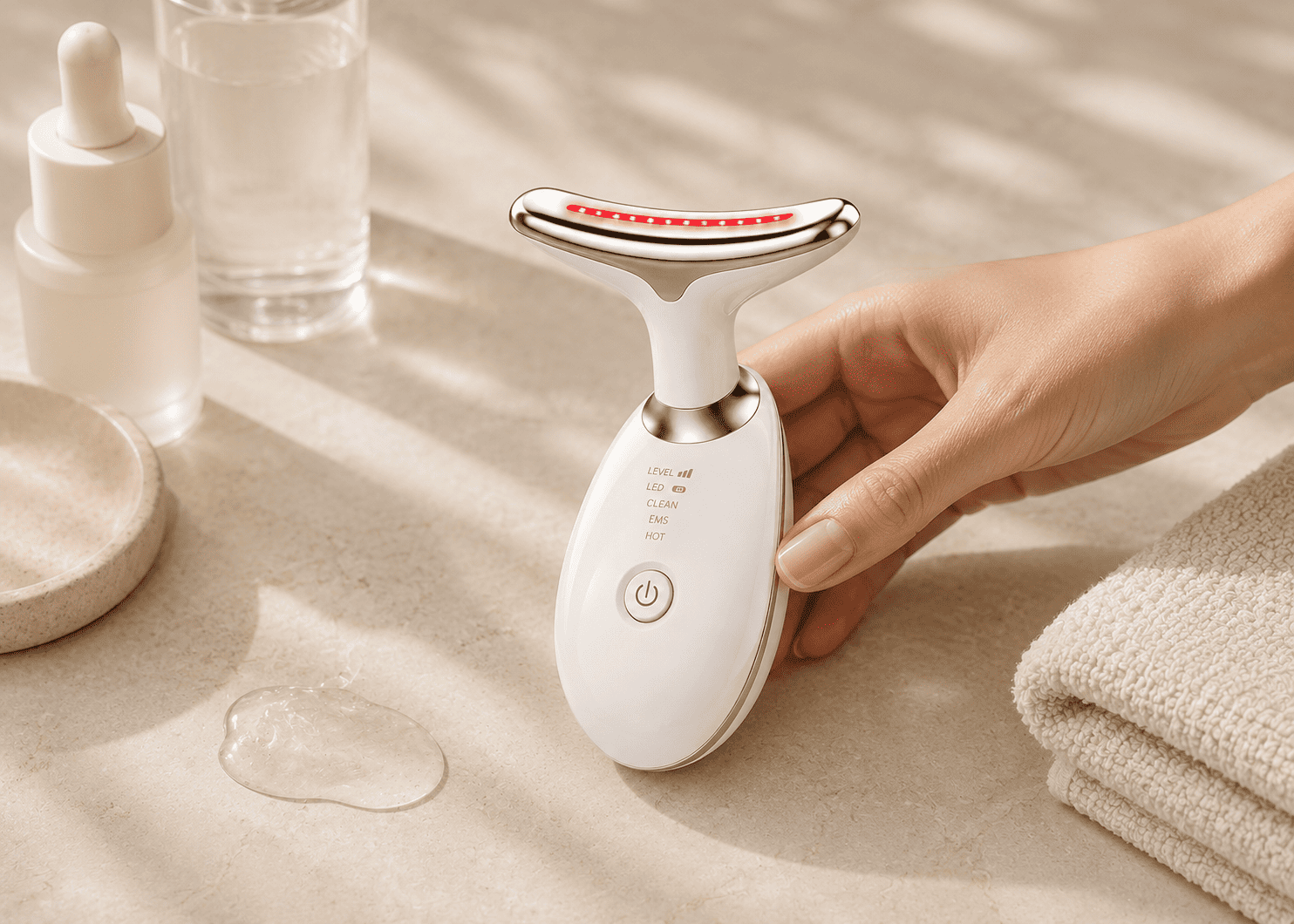 Zeniar El&eacute;ria 3 com cabo USB e rotina de skincare